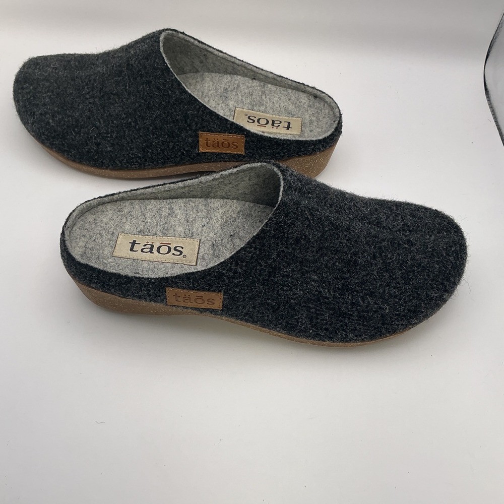 Taos Wooldridge Grey Wool Clogs Mules Made in Spain Women 39 EU 8 US - Picture 6 of 10